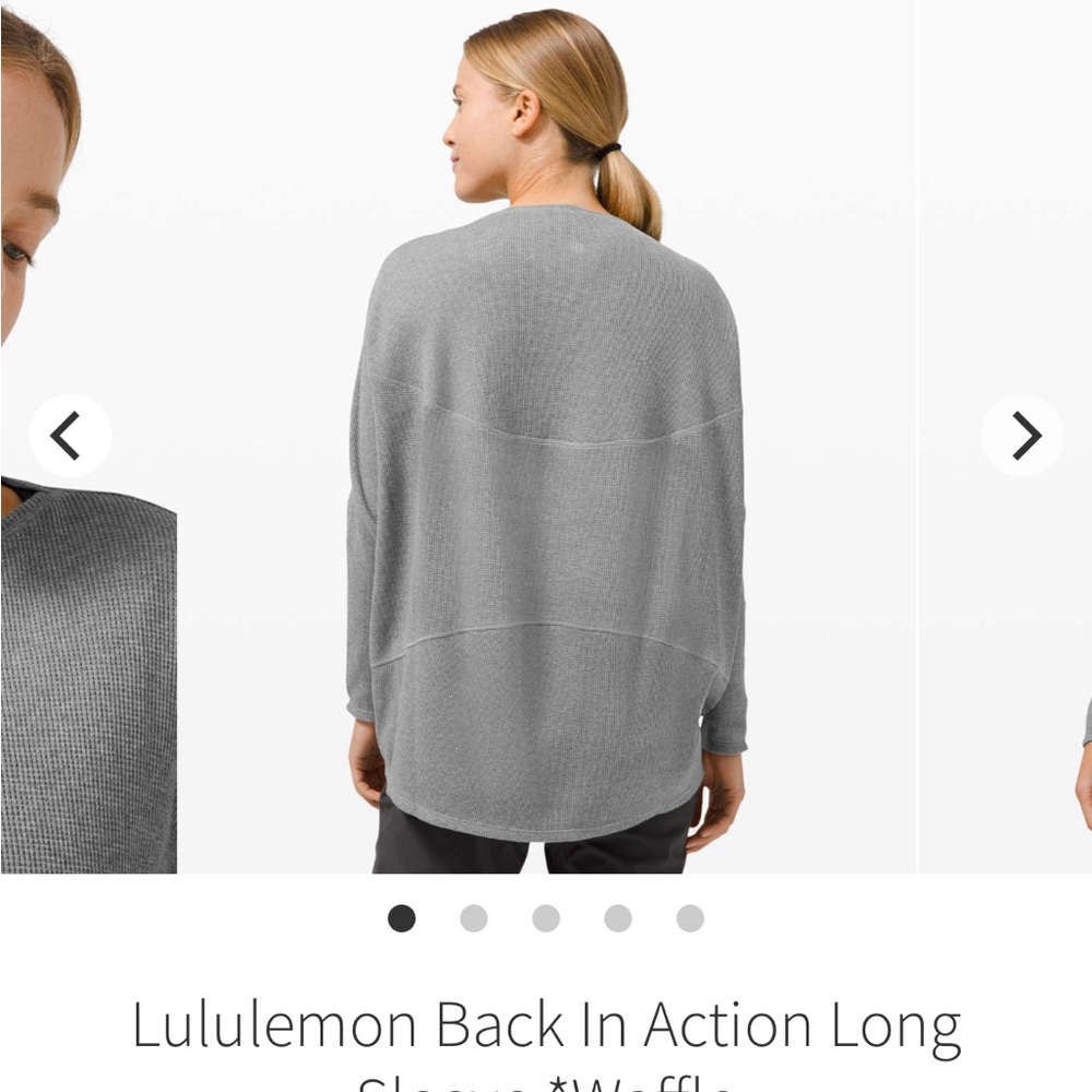 Lululemon Back In Action Waffle long Sleeve 8 with rip tag medium gray